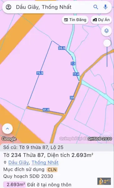 Bán đất sào tại 25 xã Dầu Giây